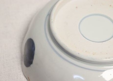 明治前期色絵扇面と花図大なます皿