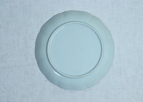 江戸後期染付柳と牡丹図７寸皿　５客組