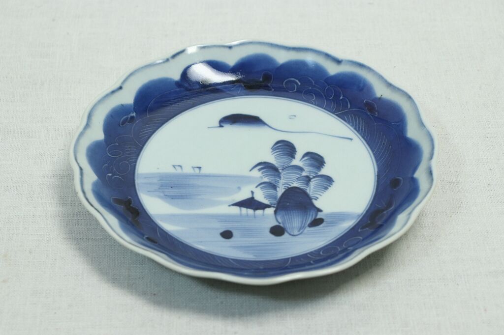 山口県　 須佐焼　古須佐　山水花鳥文鉢　幕末ー江戸期　時代箱付　V　R6014C 山口県 須佐焼 古須佐 山水花鳥文鉢 幕末ー江戸期 時代箱