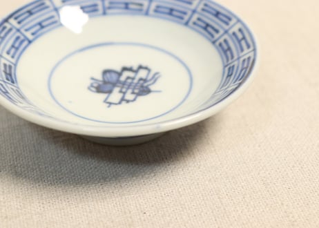 江戸幕末染付丸窓山水図飯茶碗