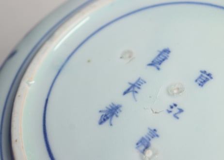江戸中期染付撫子図6寸皿①　5客組