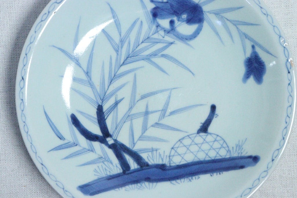 Yahoo!オークション - 青花双鶏菊図五寸皿 古染付 明末清初