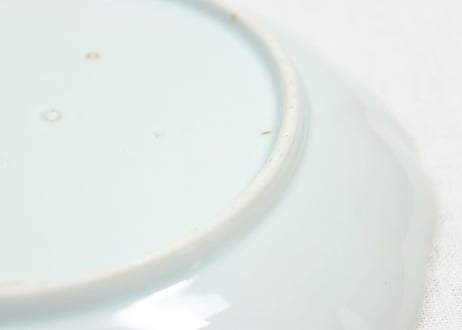 江戸幕末染付柳に牡丹図7寸皿