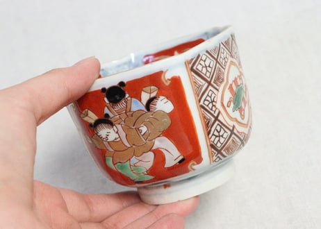 明治前期色絵唐子図角向付