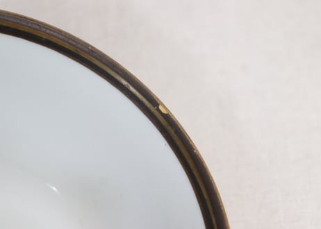 明治前期九谷焼色絵松鶴図通り物蒸茶碗