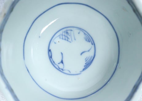 明治前期染付牡丹図向付