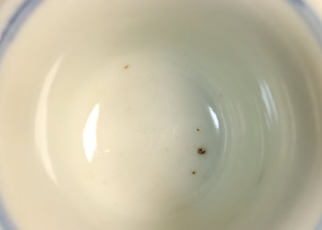 江戸幕末染付水仙図端反り向付② フリモノ,僅かにかたつき
