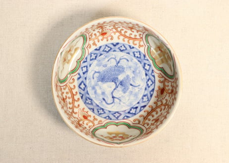 明治前期色絵松竹梅に唐草図春寒鉢