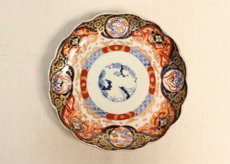 色絵染付中皿　明治期　五客 CATEGORY 色絵 | 吉祥寺PukuPuku