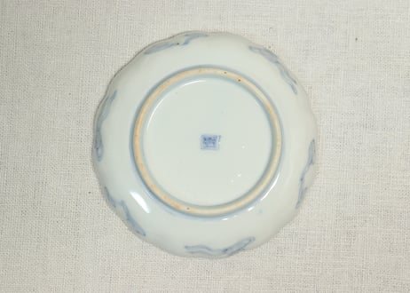 明治前期色絵獅子牡丹と人物図通り物小皿②薄め