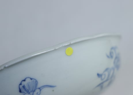 江戸幕末染付線描き四方に花図なます皿　ノミホツ　５客組