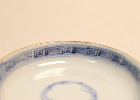 明治後期～大正色絵鶴丸と牡丹図飯茶碗