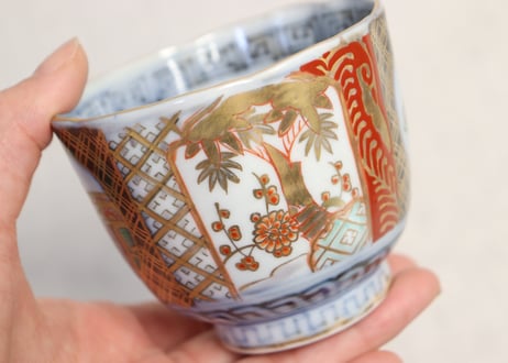 明治前期色絵桃と松竹梅図向付