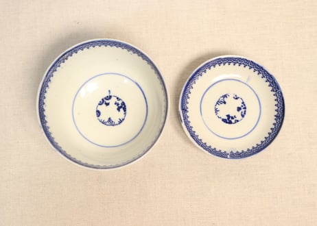 明治前期紙刷鳳凰図飯茶碗