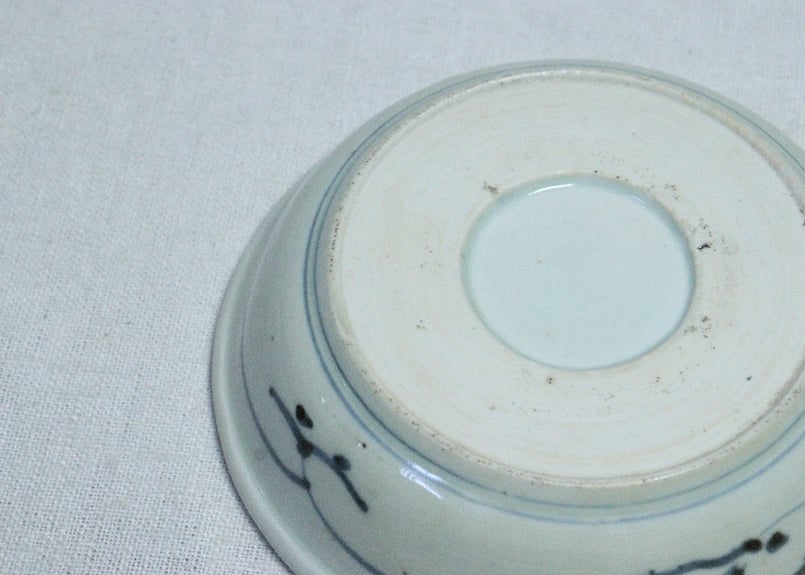 江戸後期染付三方に栗図なます皿① 窯傷,黒点 | 吉祥寺PukuPuku