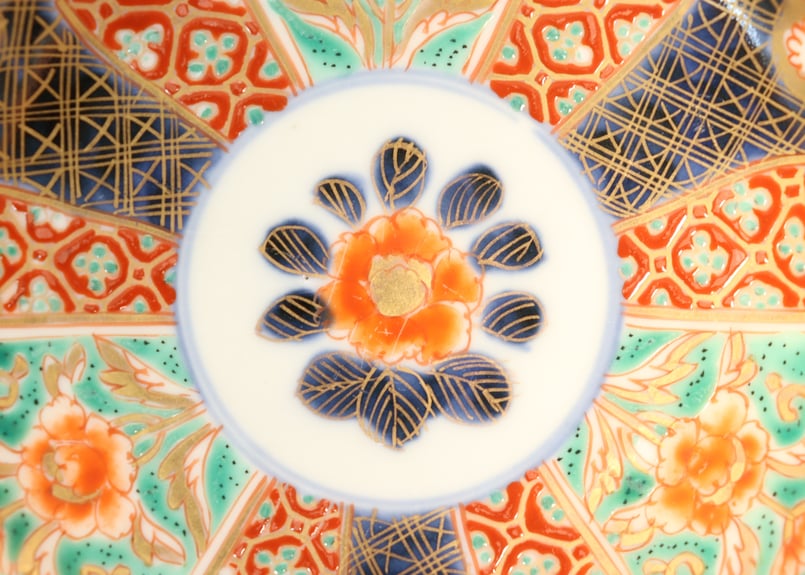 明治前期色絵牡丹と幾何学文小皿② | 吉祥寺PukuPuku