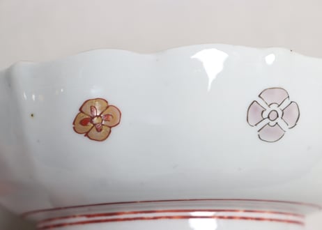 明治前期色絵網手に鶴と梅に鶯図通り物なます皿