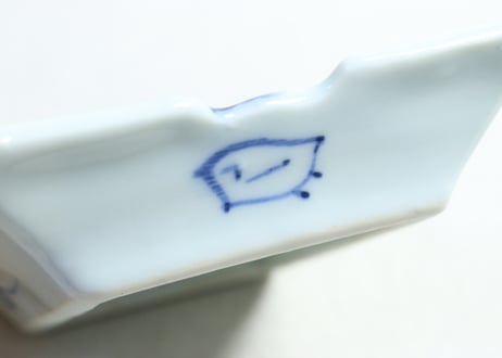 大正～昭和戦前染付山水図長角皿