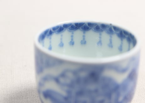 江戸幕末染付船と菱花図向付　流れ