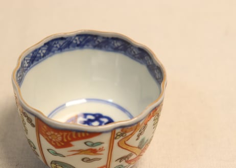 明治前期色絵熨斗と鶴亀図向付