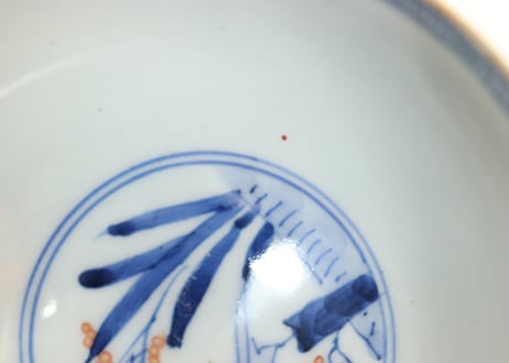 明治前期色絵柳に鮎図蓋茶碗①