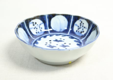 江戸後期染付波千鳥と丸窓絵図なます皿②高台あたり傷