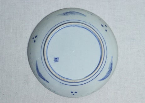 明治前期染付山水図7寸皿①
