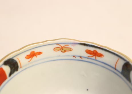 江戸幕末色絵四方に菊と唐草図向付 5客組