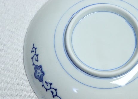 大正～昭和戦前ゴム判山水と人物図5寸皿