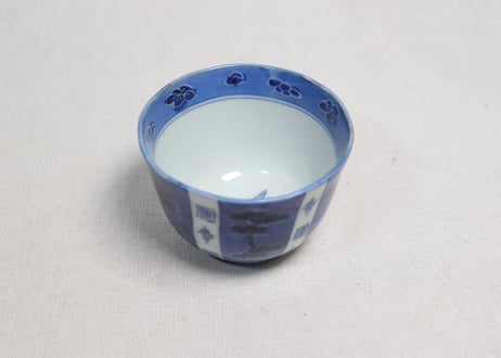 江戸後期染付松竹梅に福寿文字図向付