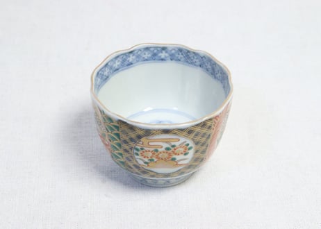 明治前期色絵桜と菊図向付