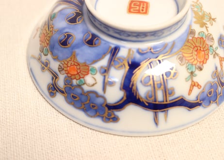 明治前期色絵四君子図通り物飯茶碗 ノミホツ