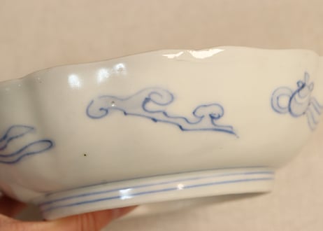 明治前期色絵柴垣に梅と龍図通り物なます皿②ノミホツ
