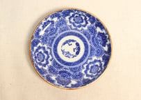 明治前期紙刷牡丹図小皿　少かたつき