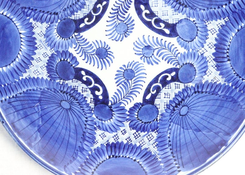 明治前期ベロ藍八方に花図尺5寸皿 小ニュウ | 吉祥寺PukuPuku