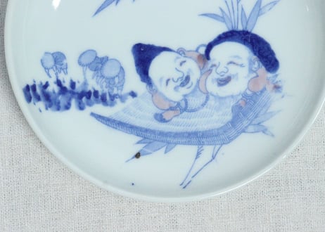 明治後期～大正銅判田植えと恵比寿大黒図5.5寸皿