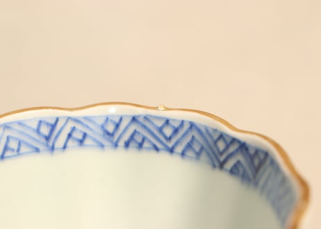 江戸幕末金彩染付松竹梅と鶴亀図向付 フリモノ