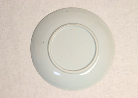 江戸幕末染付山水図7寸皿 がたつき,黒点