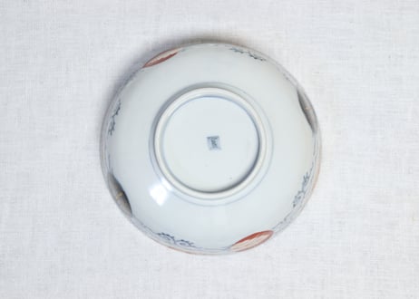 明治前期色絵桃と三方に菊図6寸鉢 五客組 1ヶニュウ