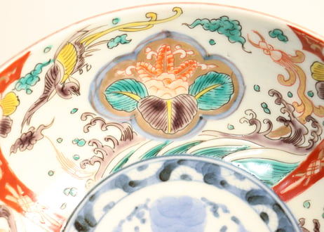 明治前期色絵桐と鳳凰図三ツ組鉢
