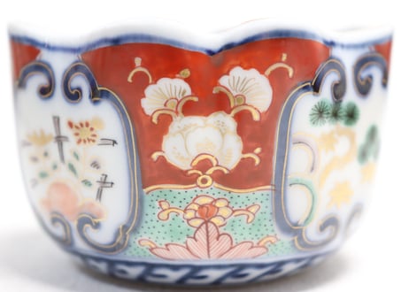 明治前期色絵松竹と菊図角向付