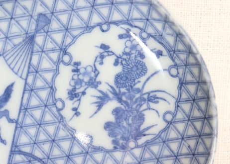 明治後期～大正銅判馬に瓢箪と草花図小皿②かたつき