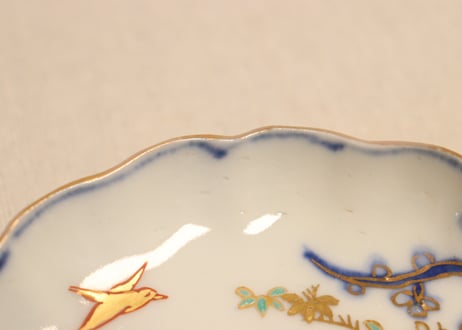 明治前期色絵四君子図通り物小皿