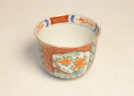 江戸幕末色絵三方に桜図向付(大ぶり) ノミホツ