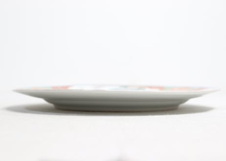 明治前期色絵三方に松と鳥図7寸皿