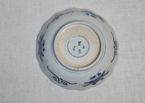 明治前期色絵兎と鶉図通り物なます皿②　ノミホツ