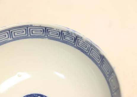 明治後期～大正銅判丸と山水人物図蓋茶碗