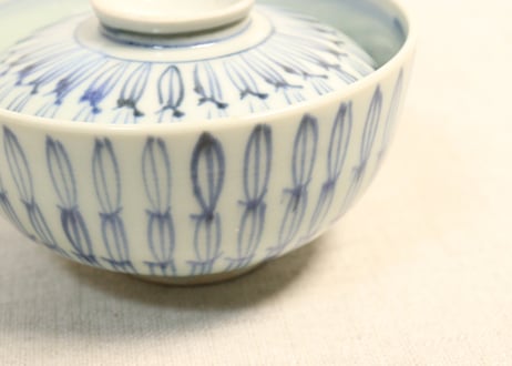 江戸中期染付木賊文蓋茶碗 蓋シミ
