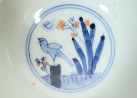 明治前期色絵柳に鮎図蓋茶碗①