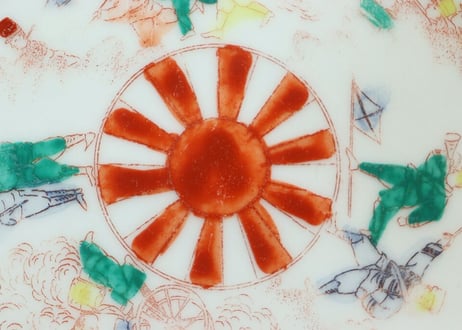 明治後期~大正色絵プリント兵隊図小皿